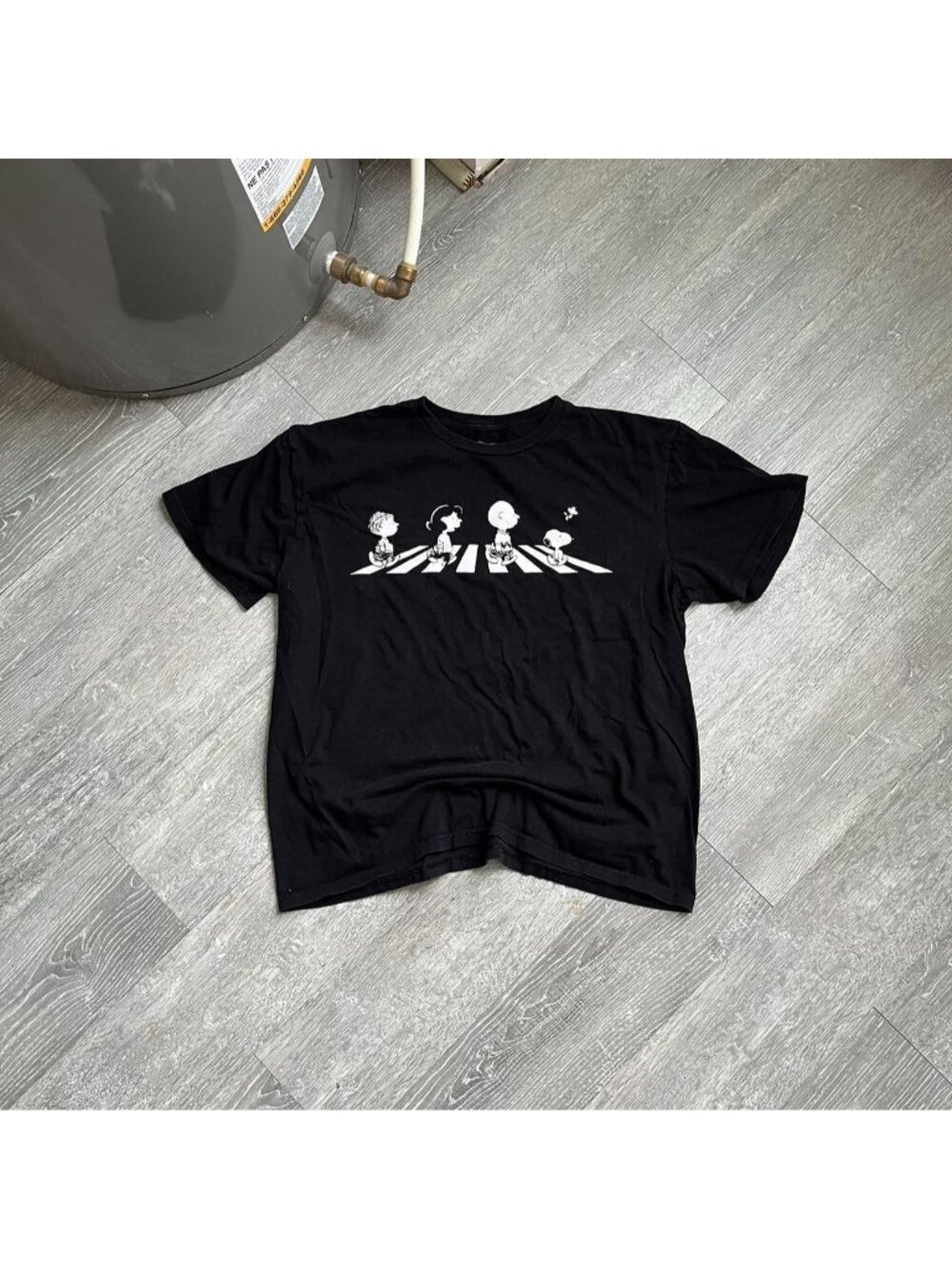 Black / White Peanuts Graphic Beatles Style T-Shirt